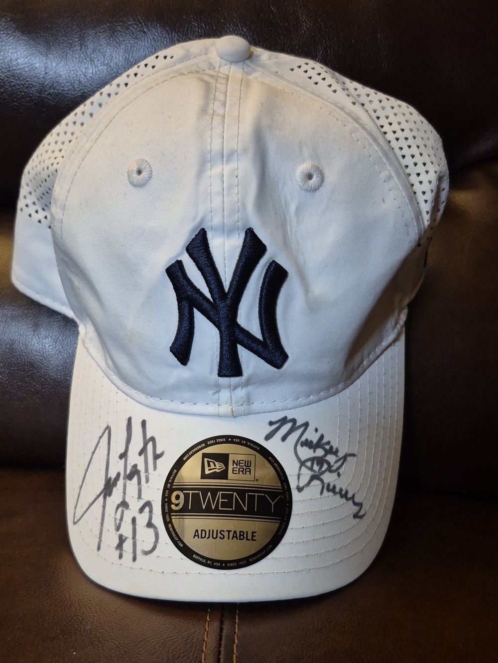 Mickey Rivers Autograpghed White and Blue Yankees 9twenty Adjustable Cap